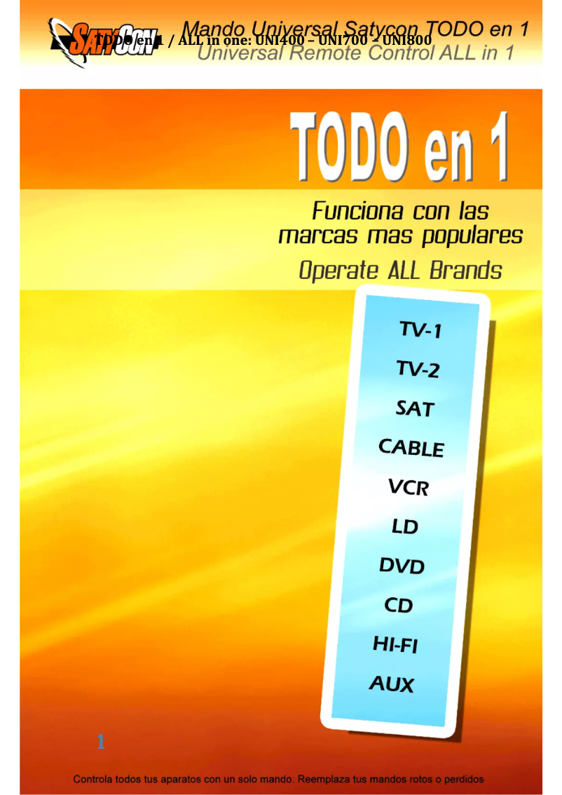 Page 1 de la notice Manuel utilisateur SatyCon UNI400