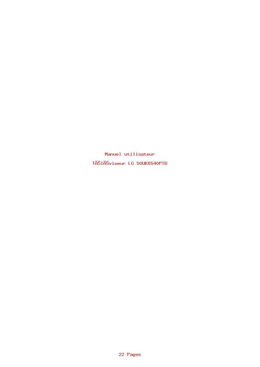 Page 1 de la notice Manuel utilisateur LG 50UK6540PTD