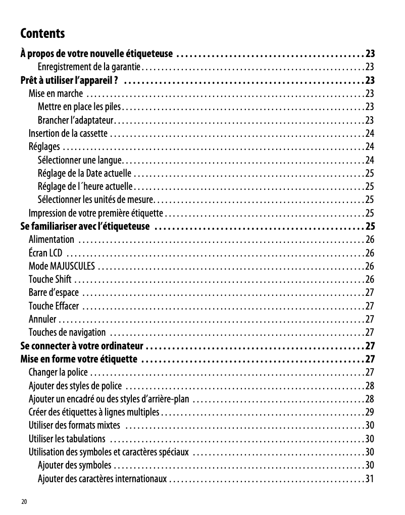 Page 1 de la notice Manuel utilisateur Dymo LabelManager 450D