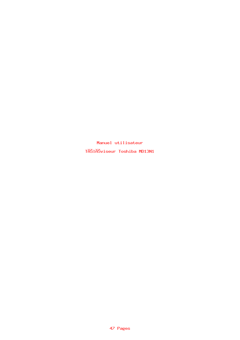 Page 1 de la notice Manuel utilisateur Toshiba MD13N1
