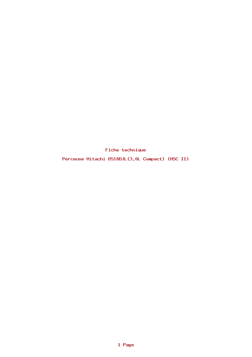 Page 1 de la notice Fiche technique Hitachi DS18DJL(3.0L Compact) (HSC II)