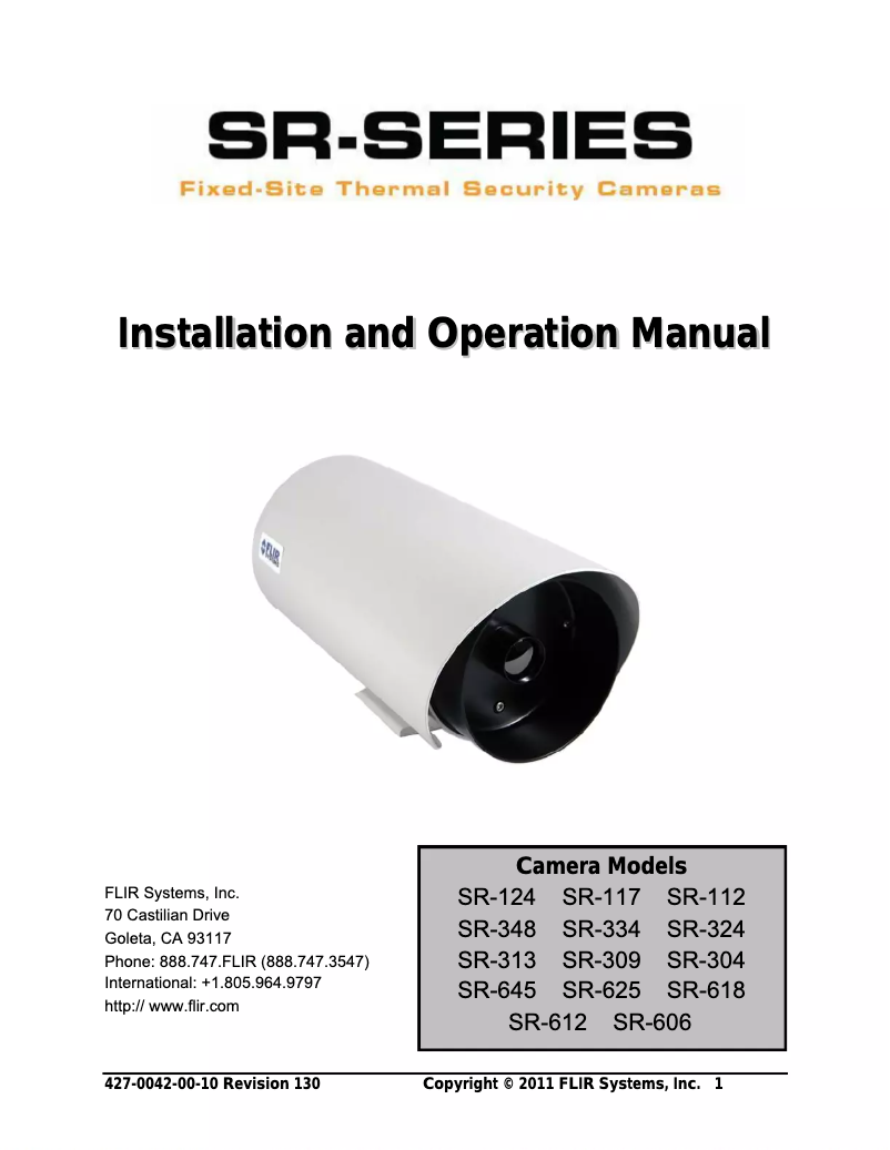 Page 1 de la notice Manuel utilisateur FLIR SR-618