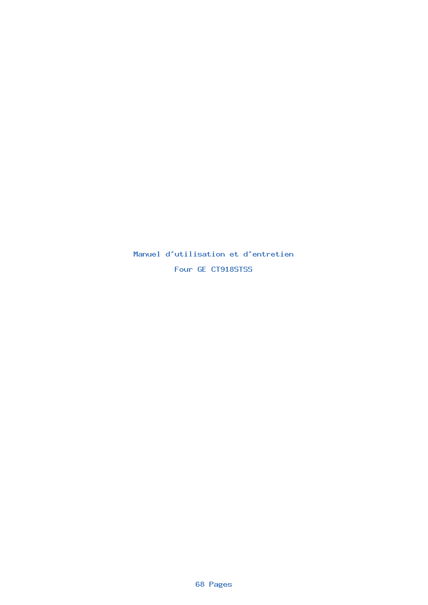 Page 1 de la notice Manuel d'utilisation et d'entretien GE CT918STSS