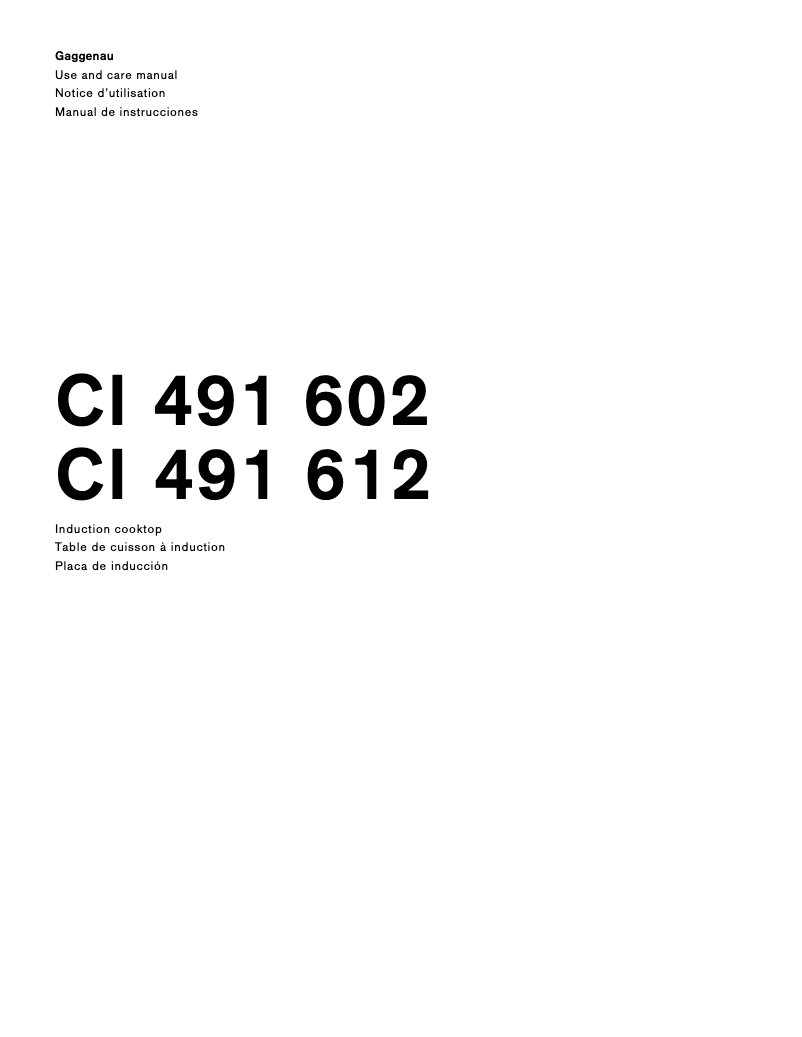 Página 1 del manual Manual de usuario Gaggenau CI491612