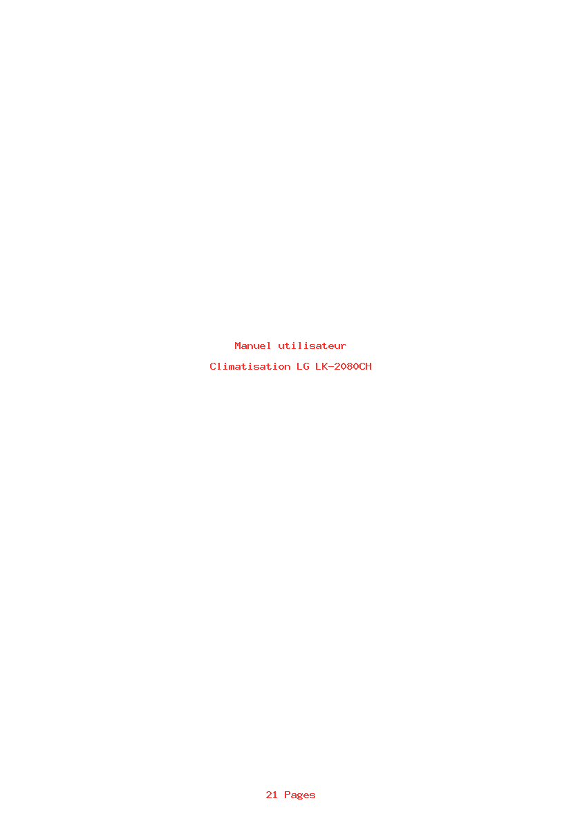 Page 1 de la notice Manuel utilisateur LG LK-2080CH