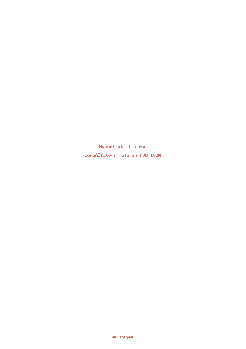 Page 1 de la notice Manuel utilisateur Pelgrim PVD7102N