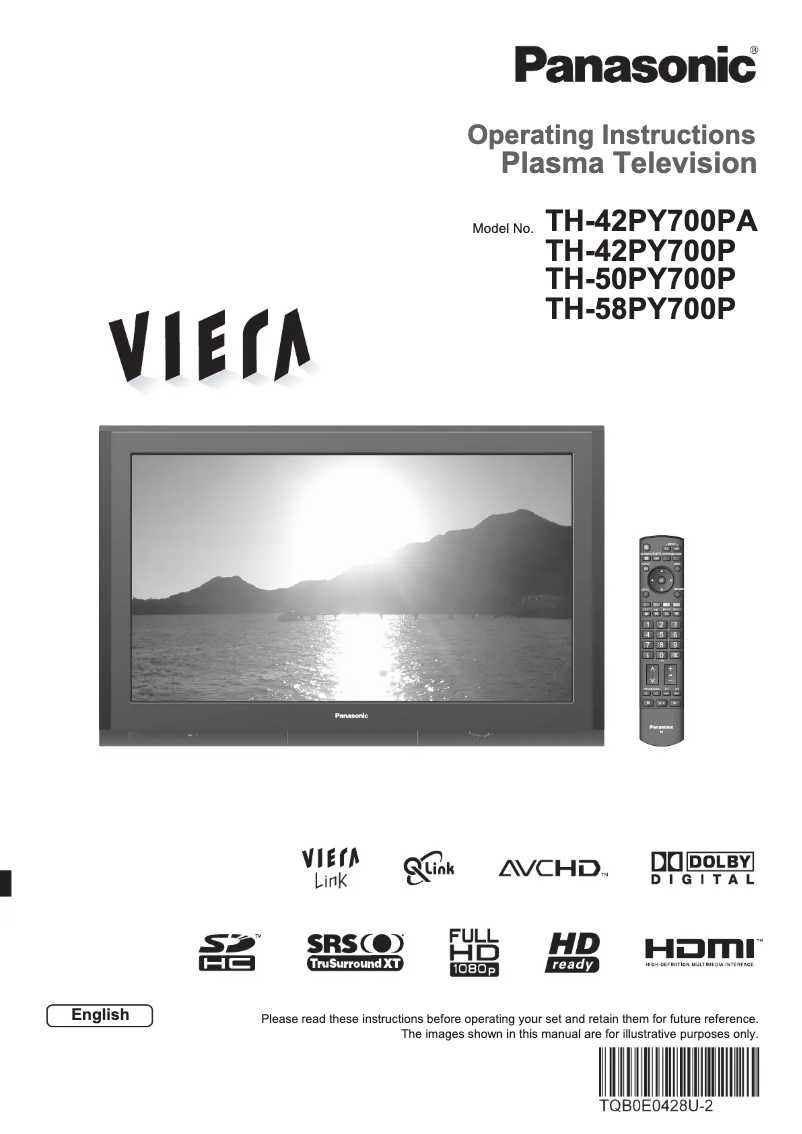 Page 1 of the manual User Manual Panasonic Viera TH-58PY700P