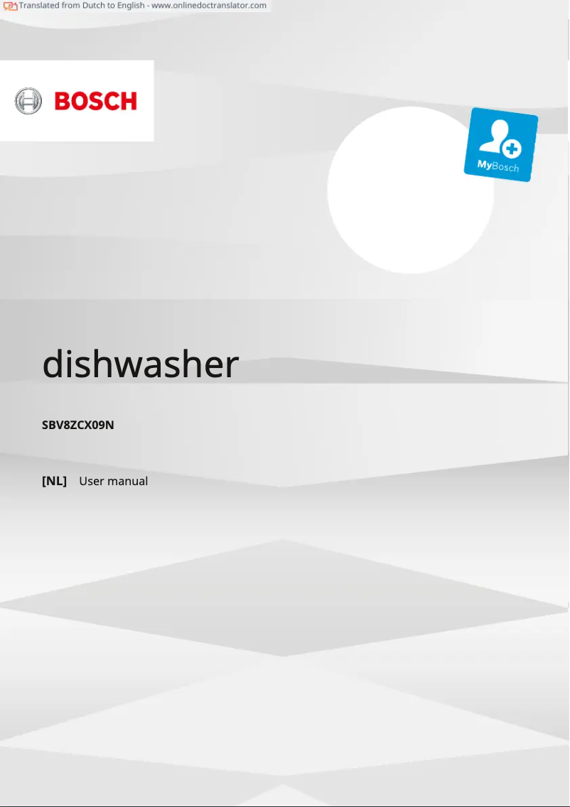 Page 1 of the manual User Manual Bosch SBV8ZCX09N