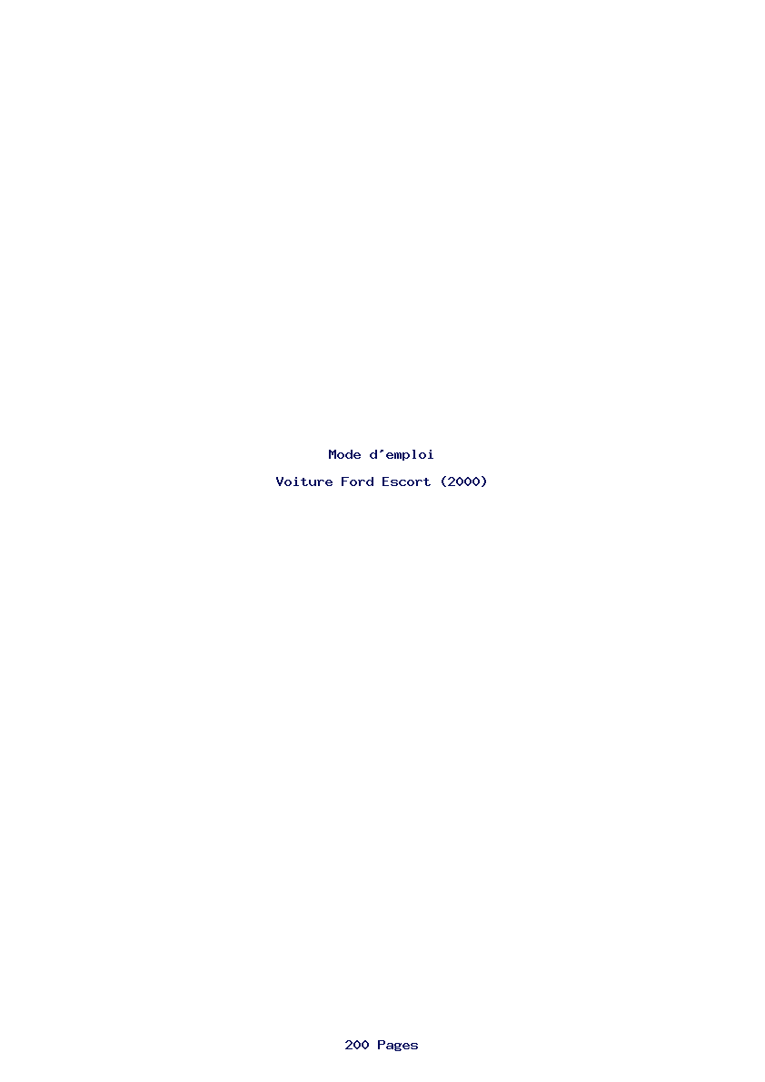 Page 1 de la notice Mode d'emploi Ford Escort (2000)