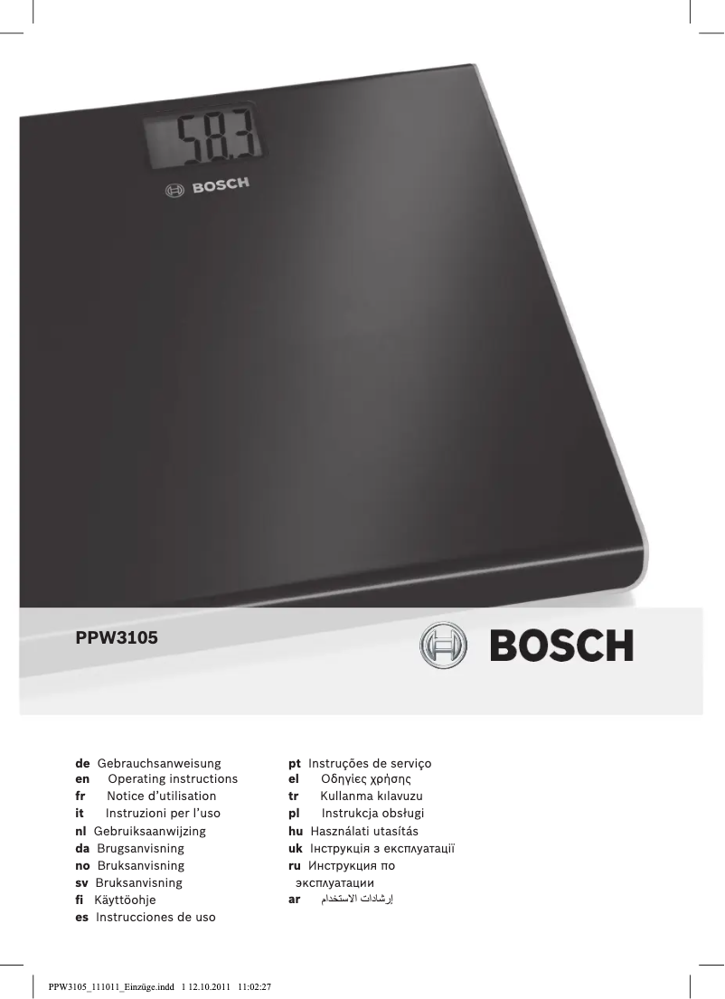 Page 1 de la notice Manuel utilisateur Bosch PPW3105