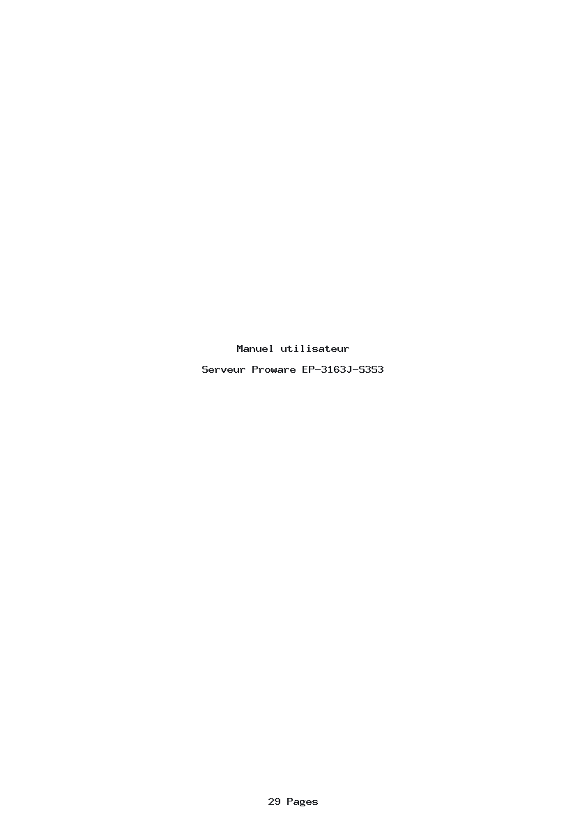 Page 1 de la notice Manuel utilisateur Proware EP-3163J-S3S3
