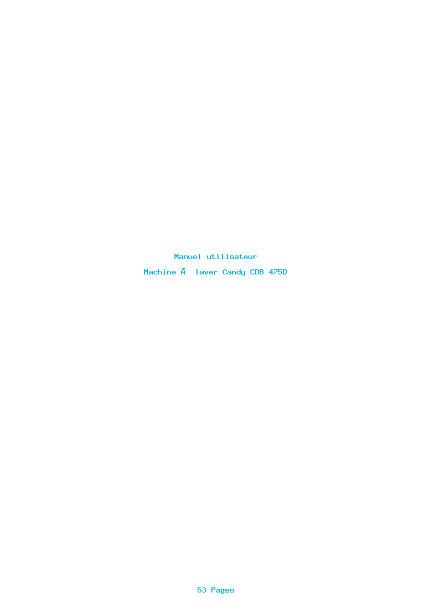 Page 1 de la notice Manuel utilisateur Candy CDB 475D