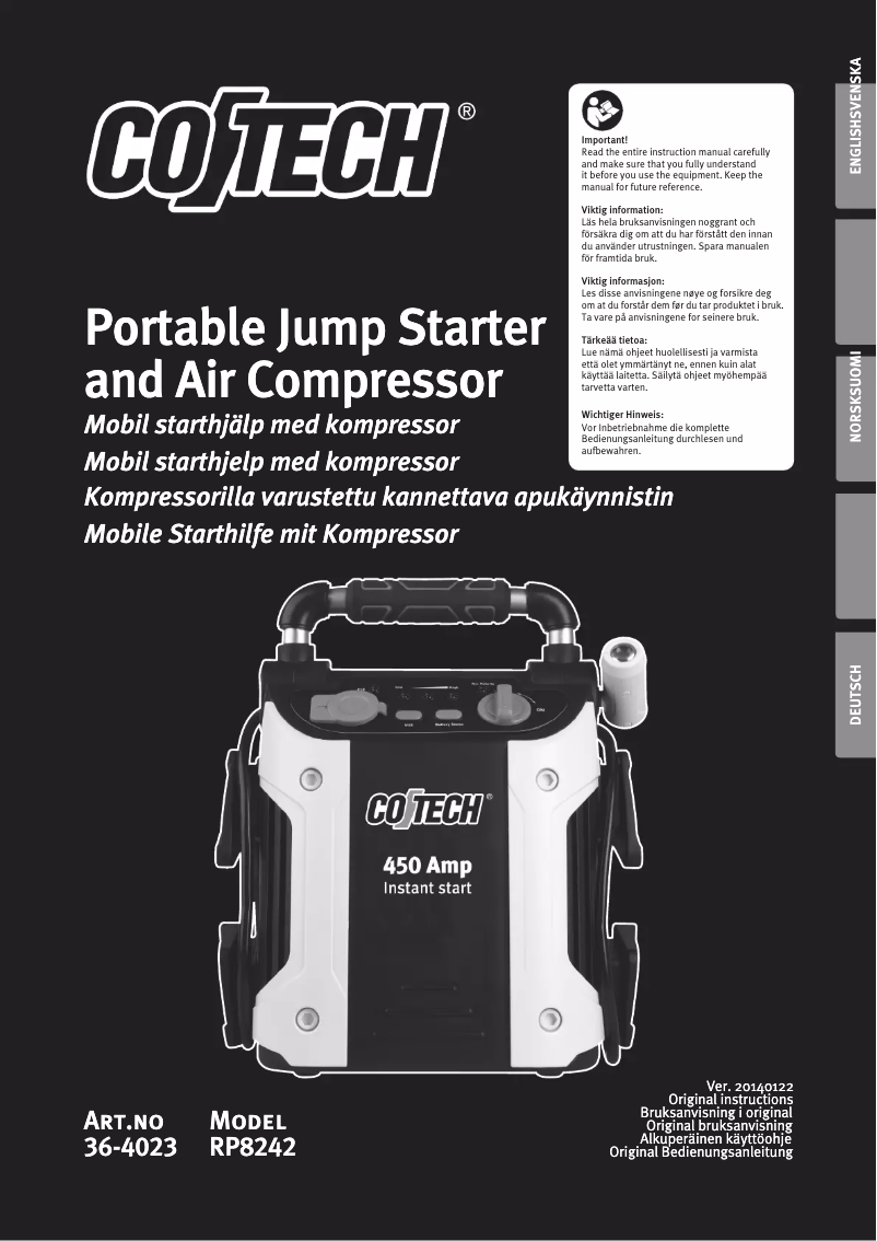 Page 1 de la notice Manuel utilisateur Cotech RP8242