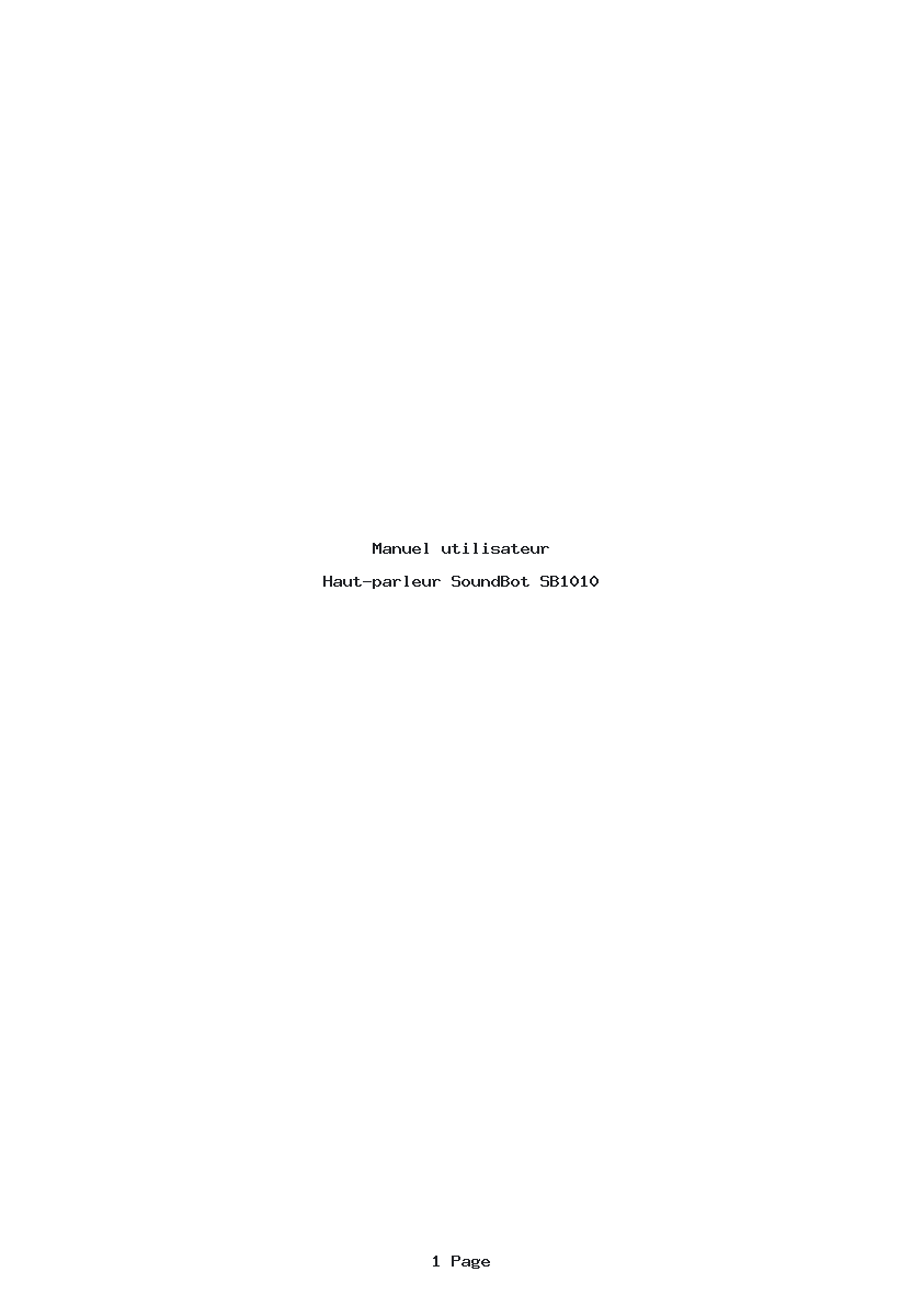 Page 1 de la notice Manuel utilisateur SoundBot SB1010