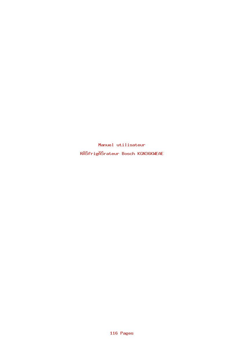 Page 1 de la notice Manuel utilisateur Bosch KGN36KWEAE