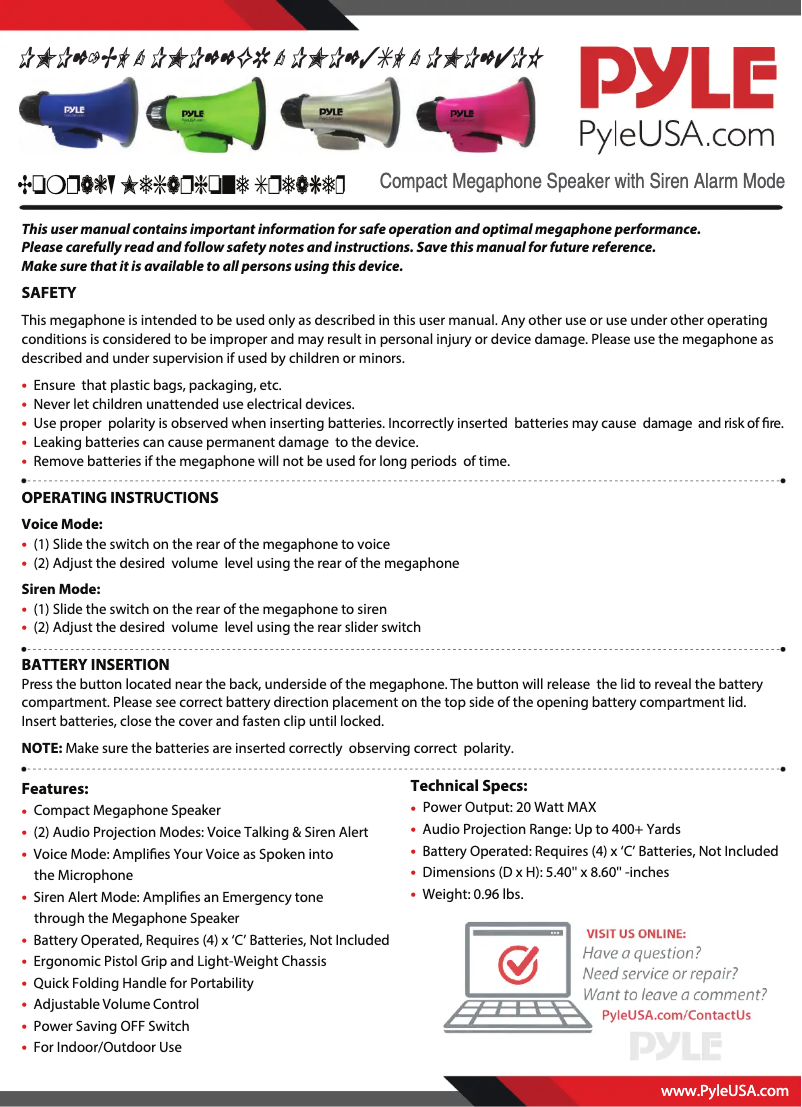 Page 1 de la notice Manuel utilisateur Pyle PMP21BLE