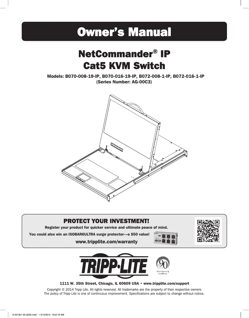Page 1 de la notice Manuel utilisateur Tripp Lite NetCommander B070-008-19-IP
