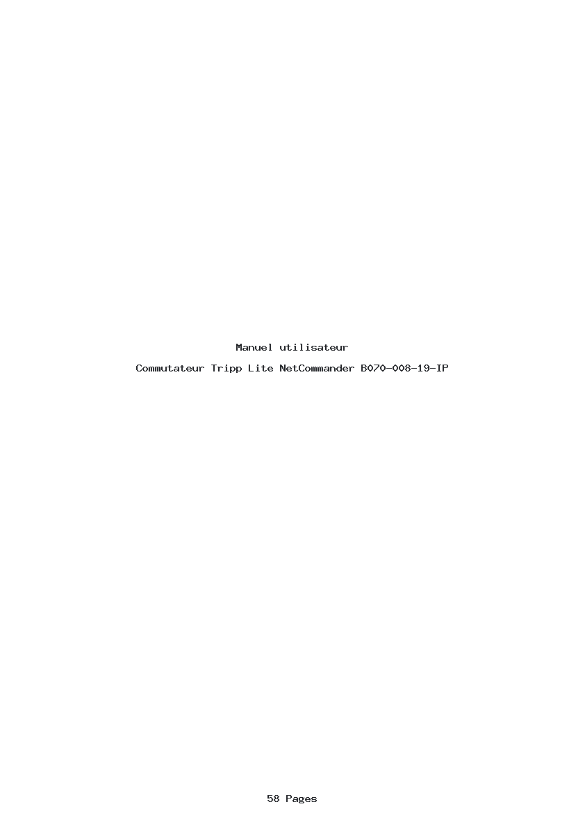 Page 1 de la notice Manuel utilisateur Tripp Lite NetCommander B070-008-19-IP