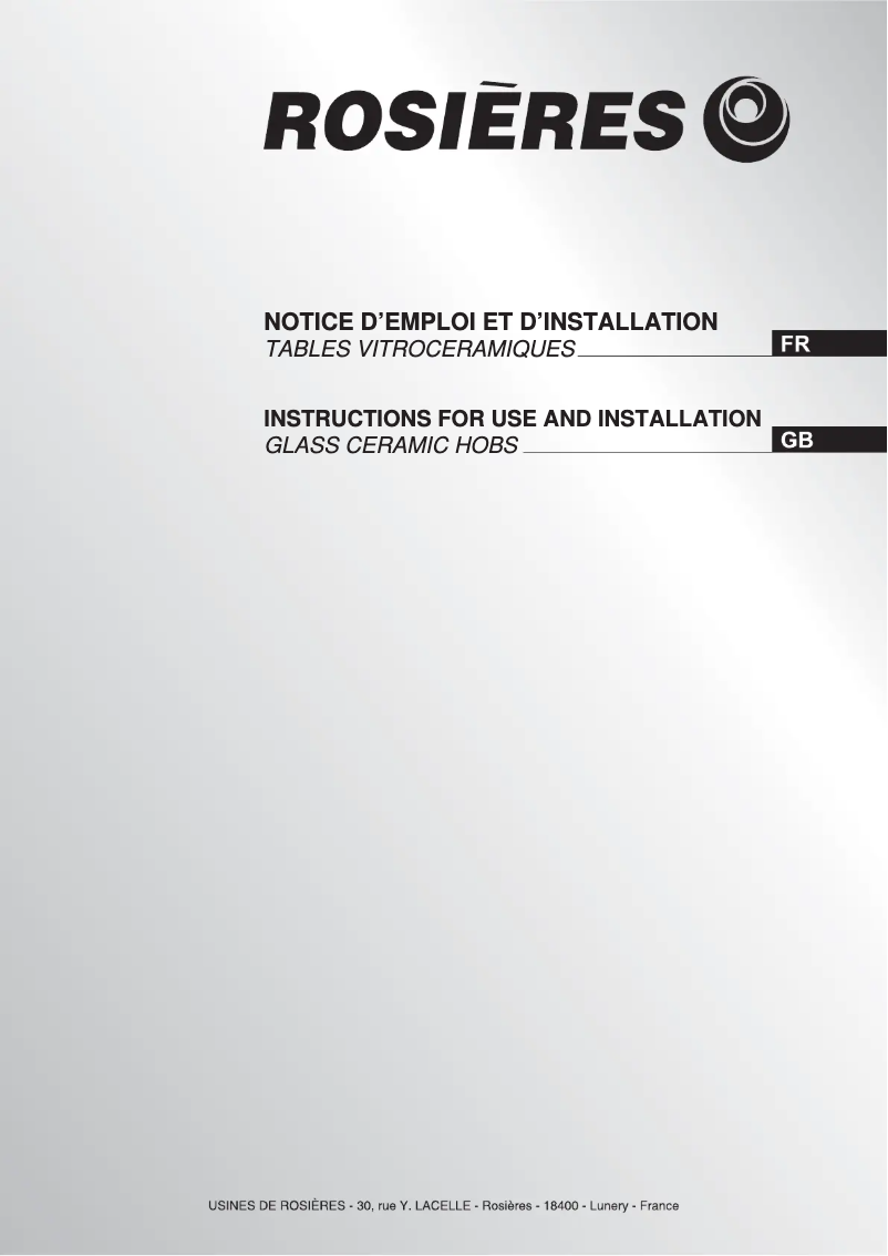 Page 1 de la notice Manuel utilisateur Rosieres RVE 64
