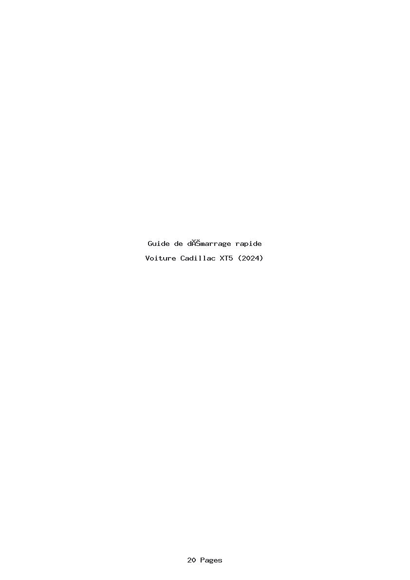 Page 1 de la notice Guide de démarrage rapide Cadillac XT5 (2024)