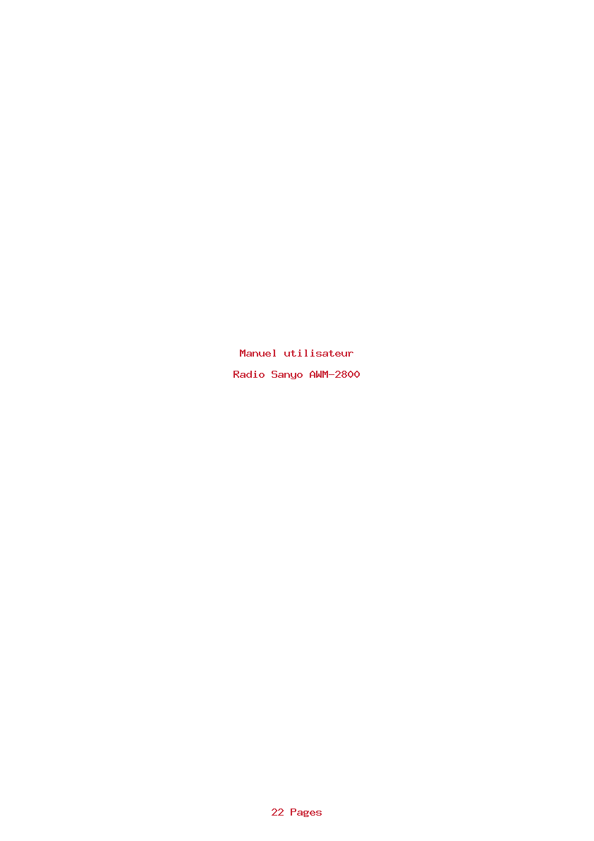 Page 1 de la notice Manuel utilisateur Sanyo AWM-2800