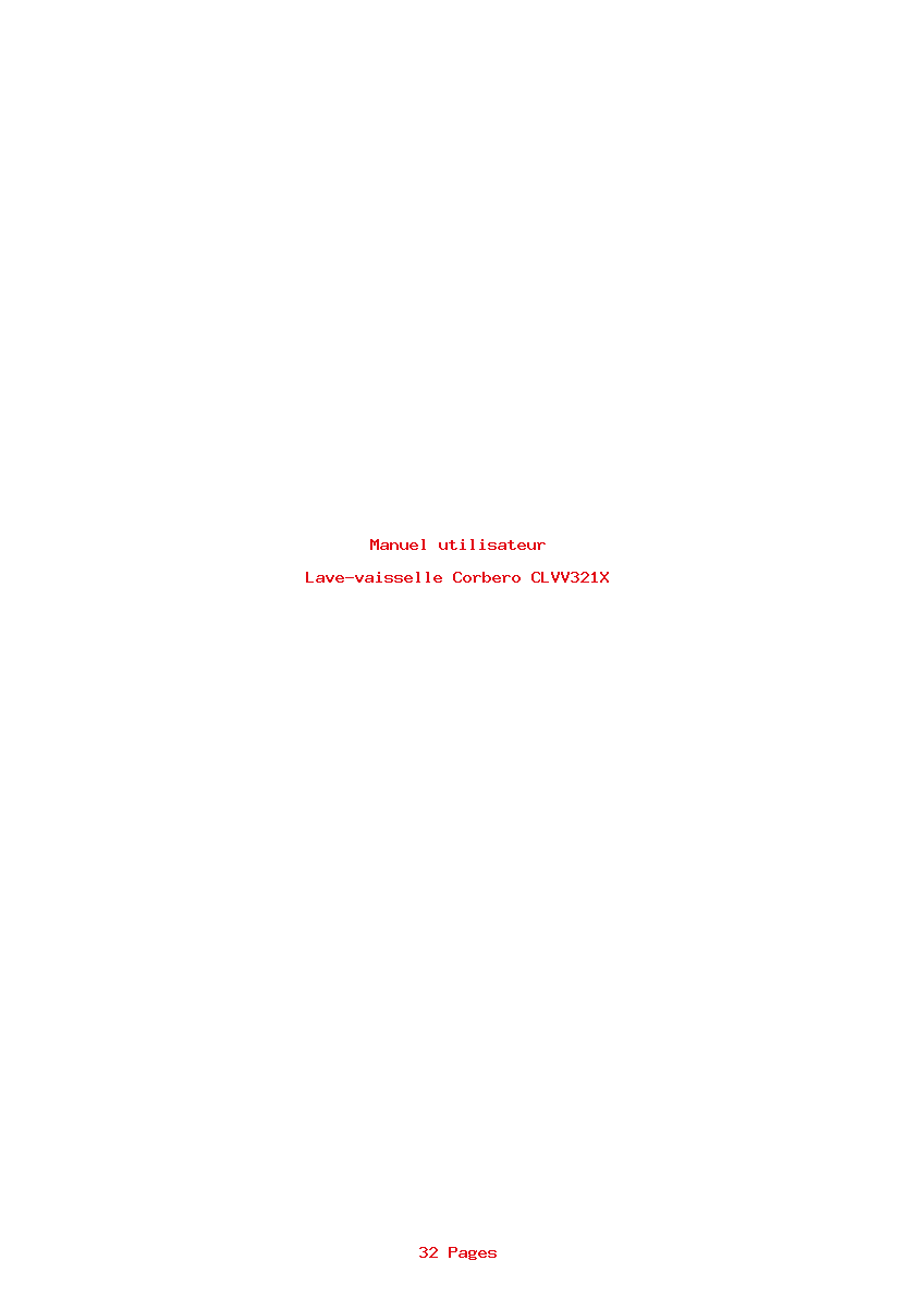 Page 1 de la notice Manuel utilisateur Corbero CLVV321X