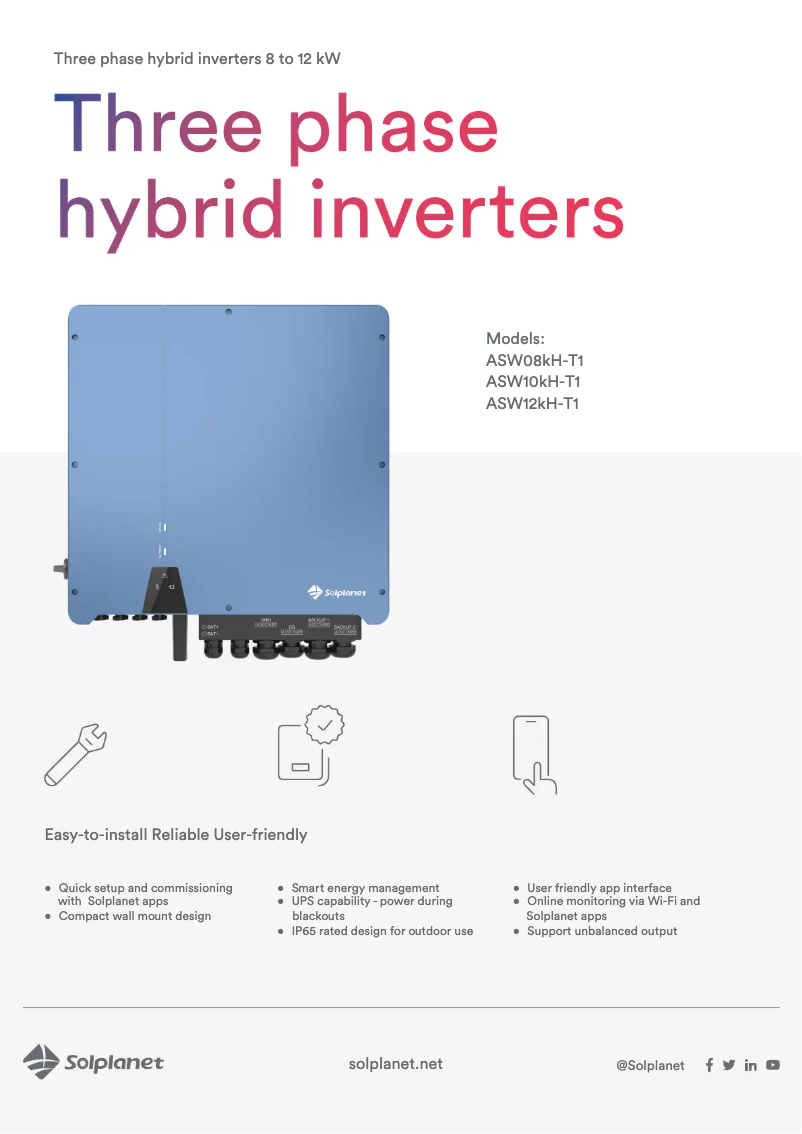 Página 1 del manual Ficha técnica Solplanet ASW10KH-T1