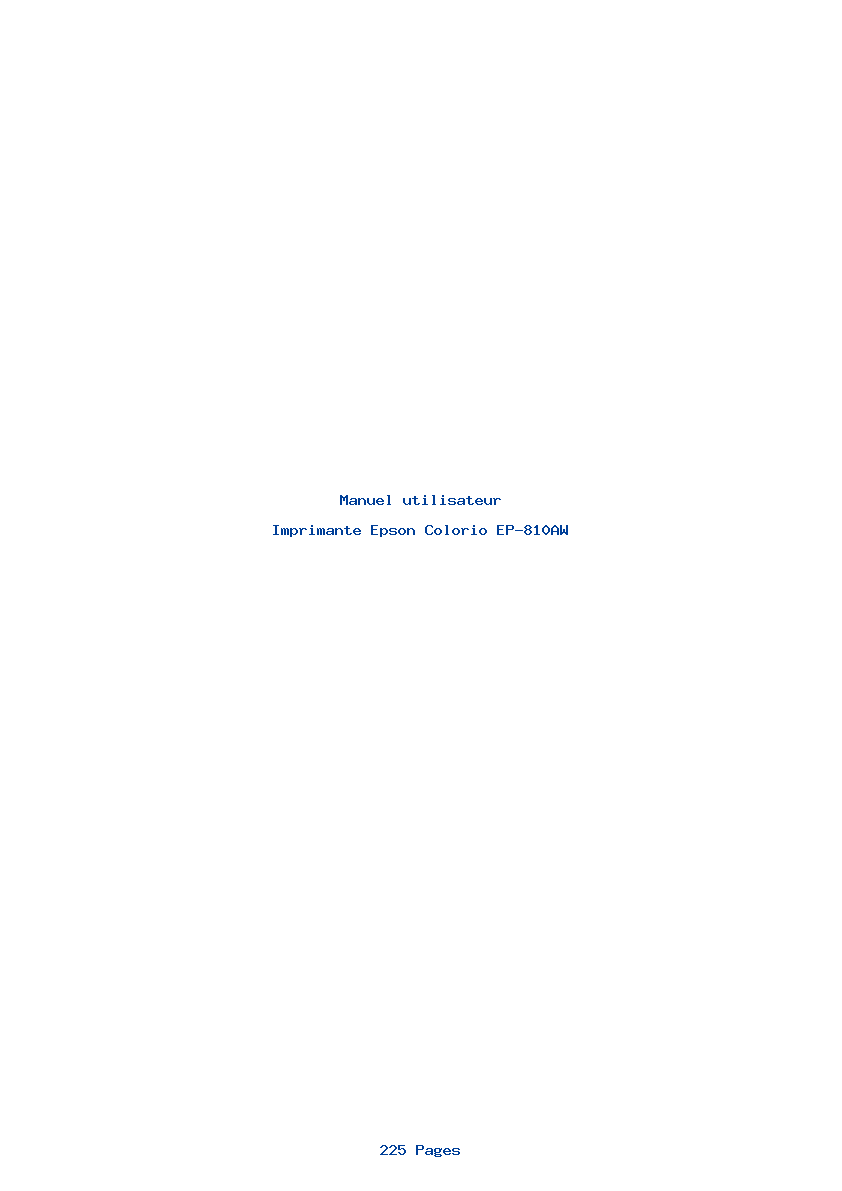 Page 1 de la notice Manuel utilisateur Epson Colorio EP-810AW