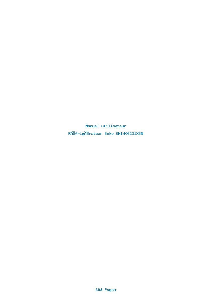 Page 1 de la notice Manuel utilisateur Beko GN1406231XBN
