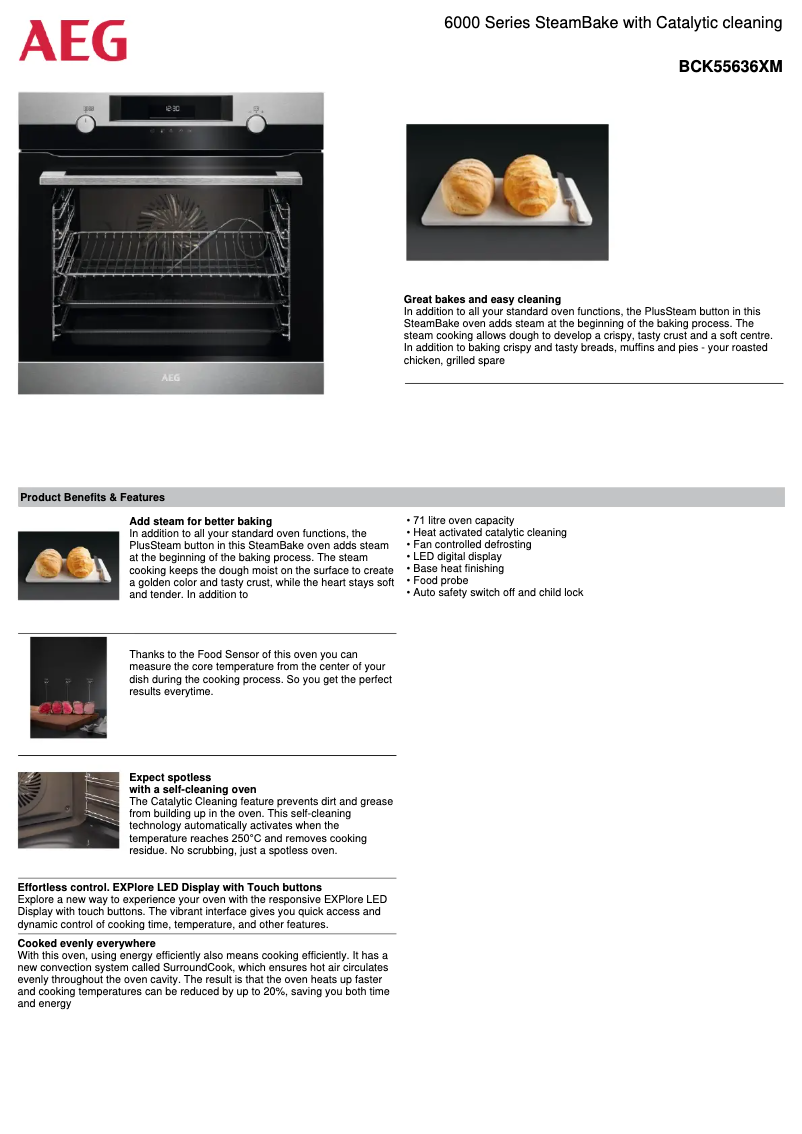 Page 1 de la notice Fiche technique AEG BCK55636XM