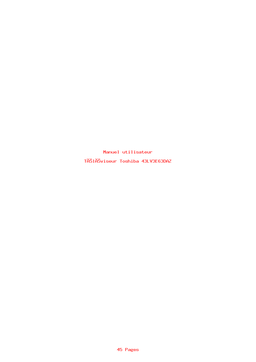 Page 1 de la notice Manuel utilisateur Toshiba 43LV3E63DAZ