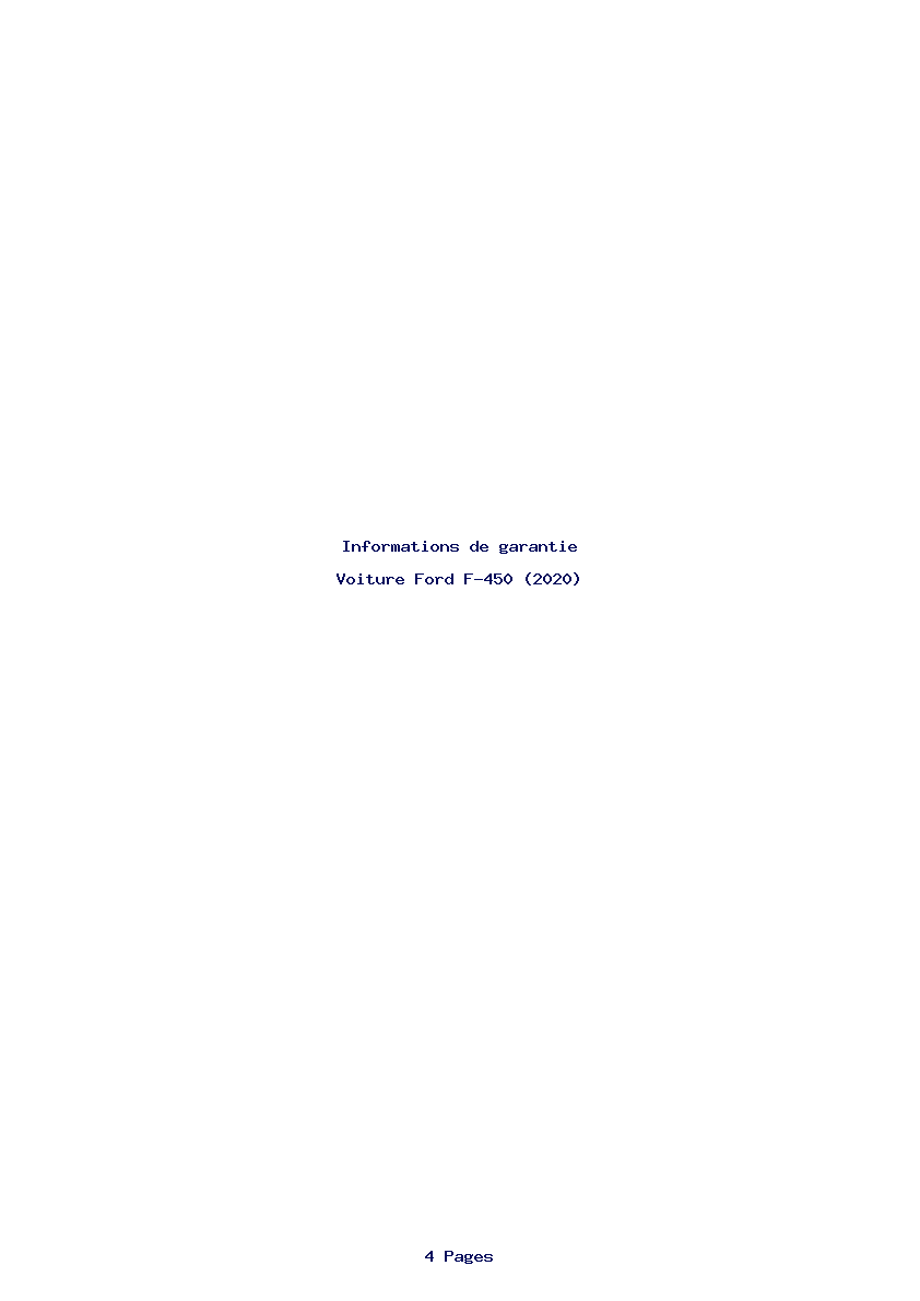 Page 1 de la notice Informations de garantie Ford F-450 (2020)