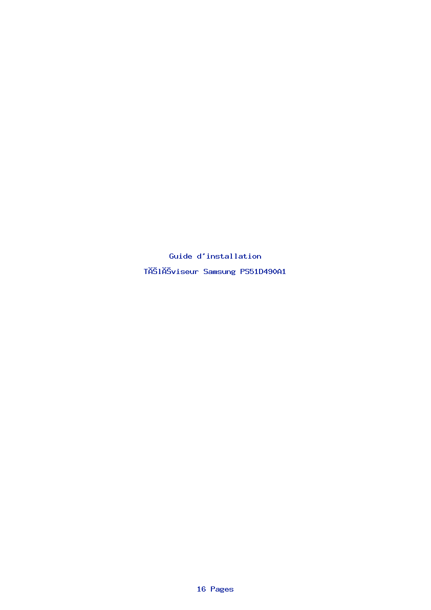 Page 1 de la notice Guide d'installation Samsung PS51D490A1