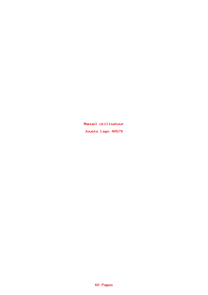 Page 1 de la notice Manuel utilisateur Lego 40579