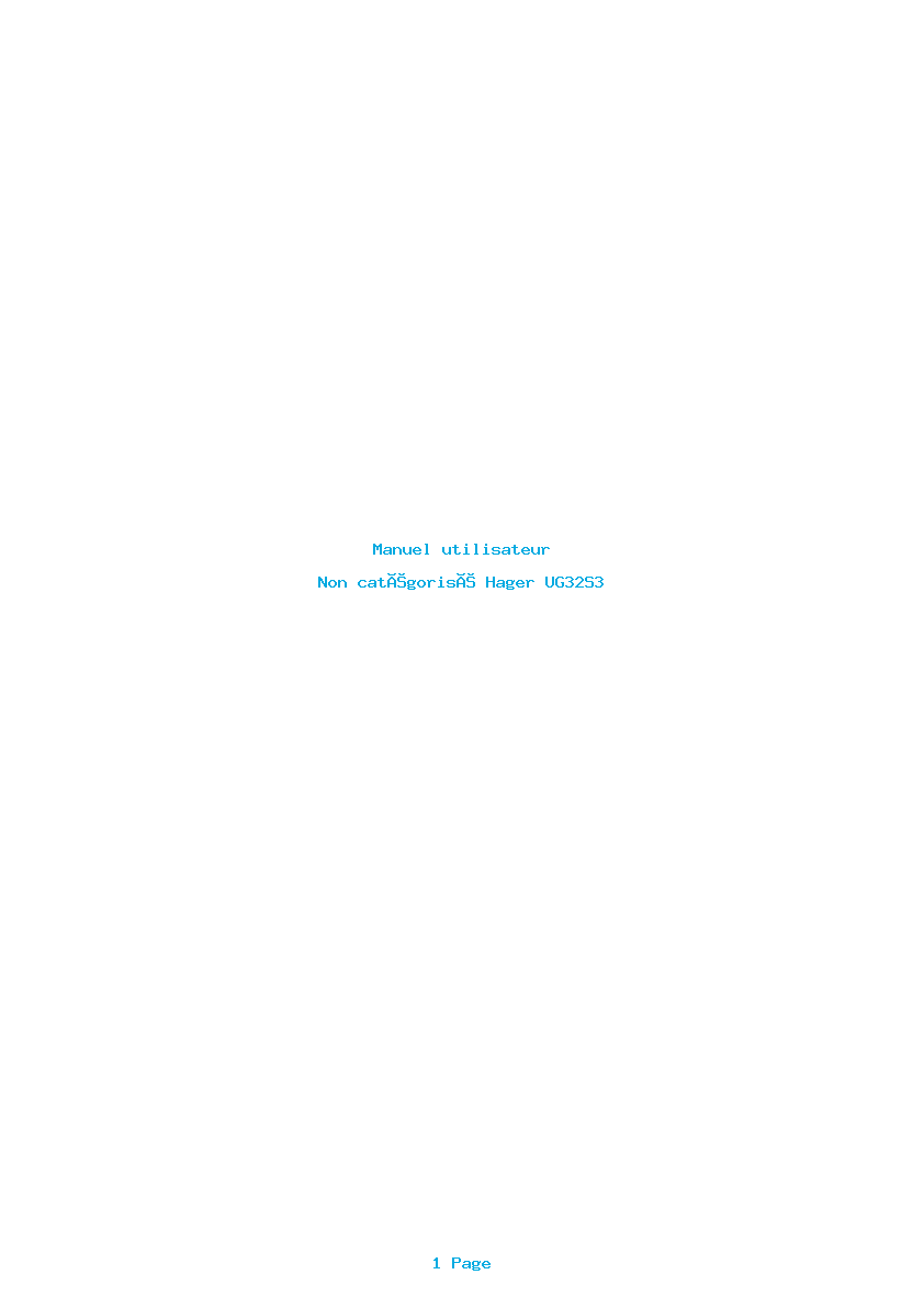 Page 1 de la notice Manuel utilisateur Hager UG32S3