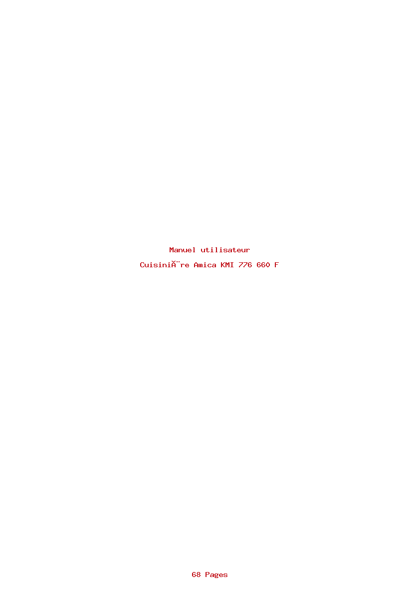 Page 1 de la notice Manuel utilisateur Amica KMI 776 660 F