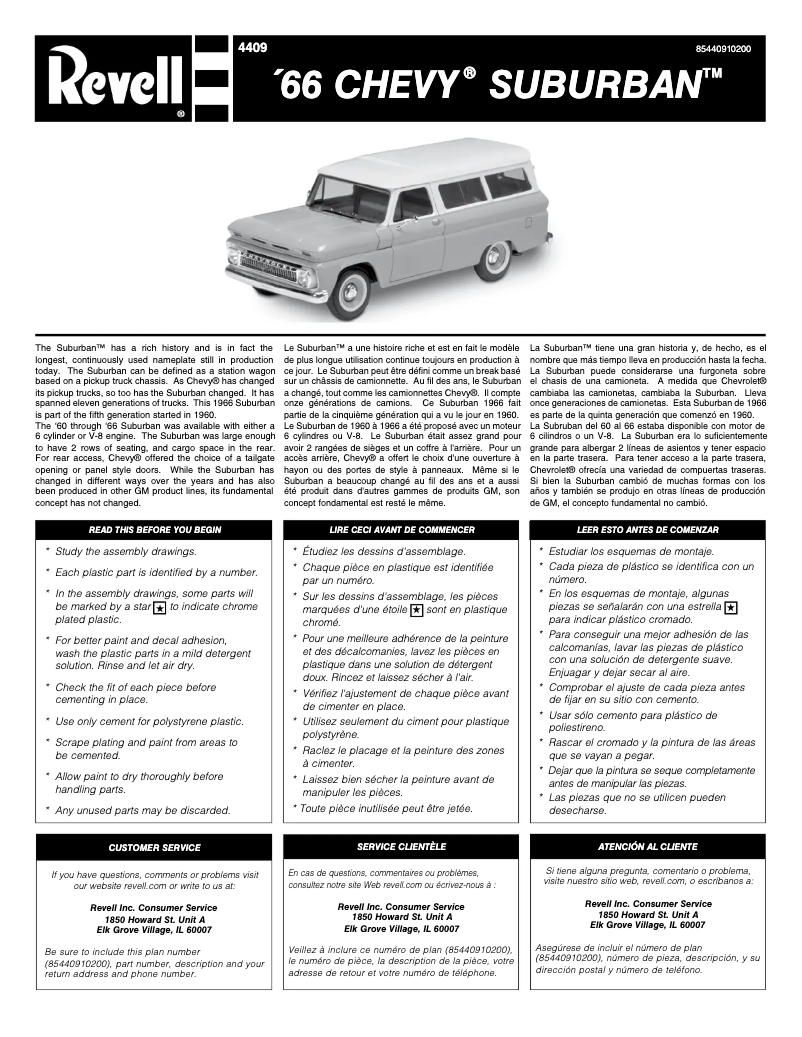 Page 1 de la notice Manuel utilisateur Revell '66 Chevy Suburban