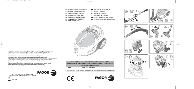 Page 1 de la notice Manuel utilisateur Fagor VCE-406