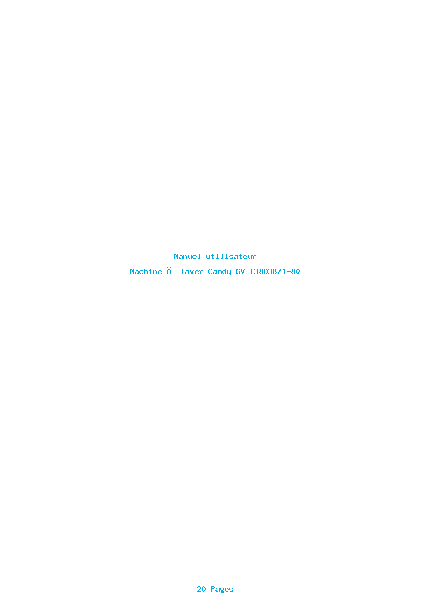Page 1 de la notice Manuel utilisateur Candy GV 138D3B/1-80