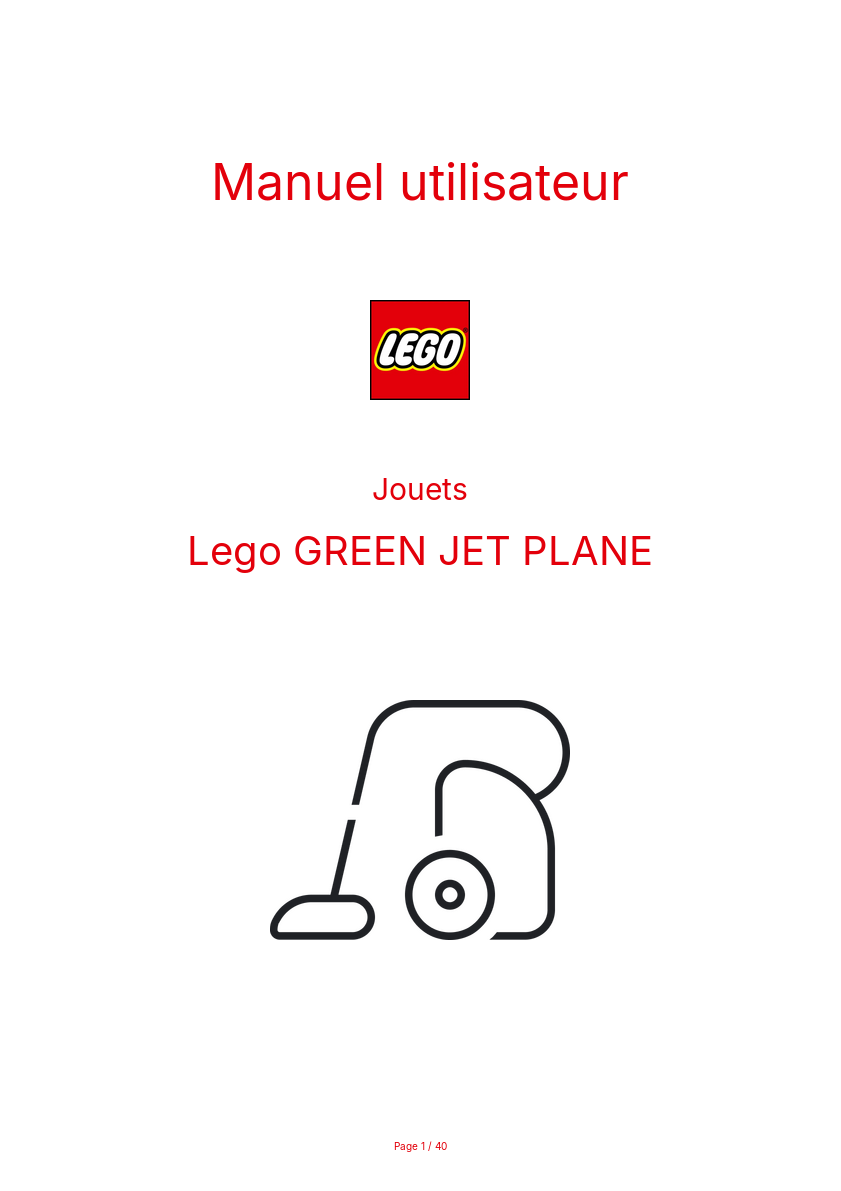 Page 1 de la notice Manuel utilisateur Lego GREEN JET PLANE