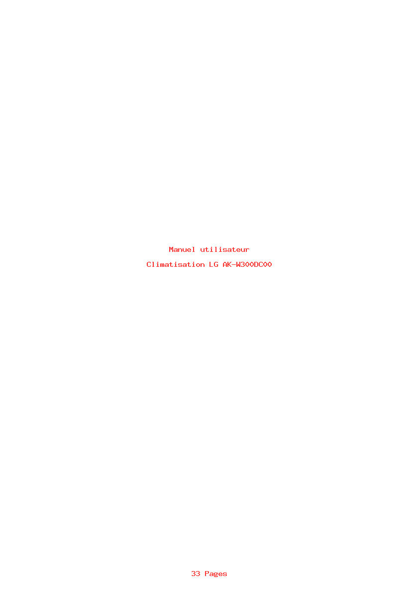 Page 1 de la notice Manuel utilisateur LG AK-W300DC00