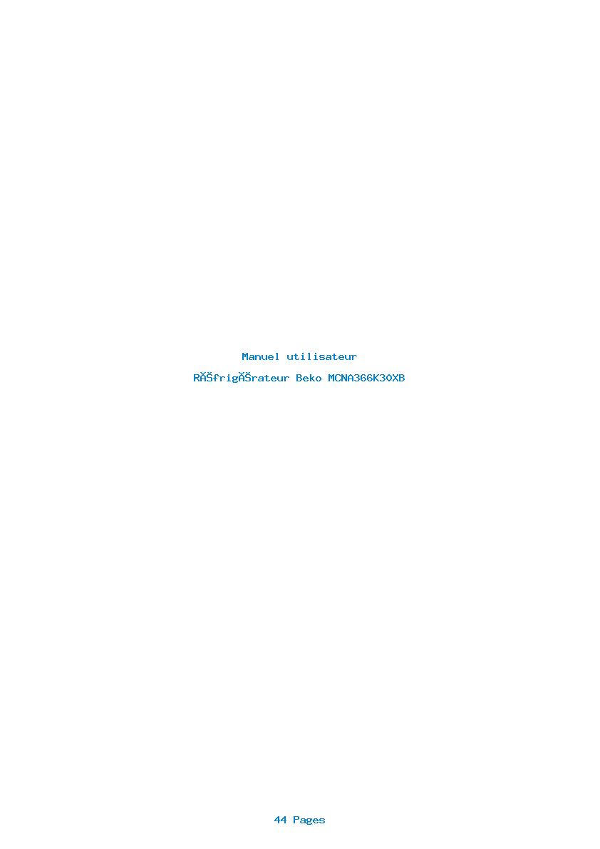 Page 1 de la notice Manuel utilisateur Beko MCNA366K30XB