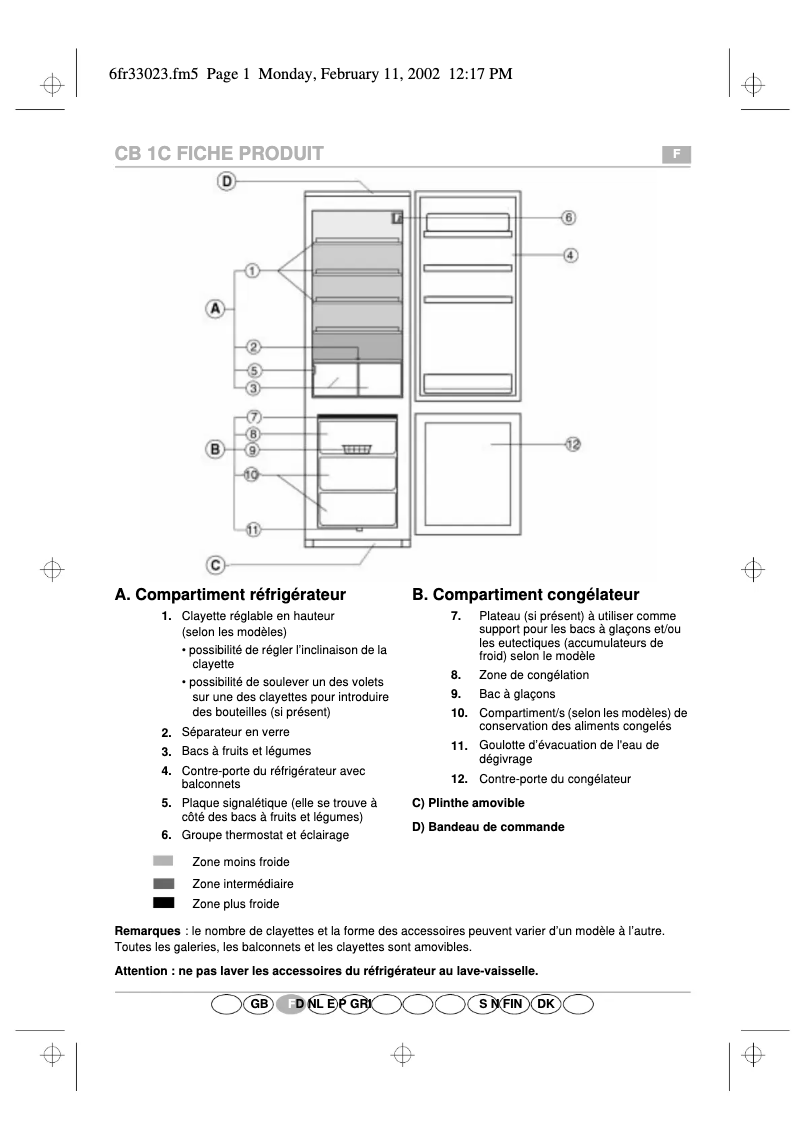 Page 1 de la notice Manuel utilisateur Whirlpool ARC 6630