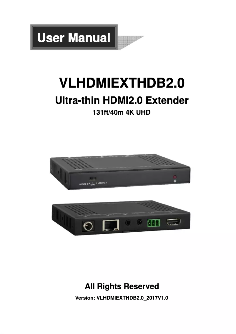 Page 1 de la notice Manuel utilisateur Vivolink VLHDMIEXTHDB2.0