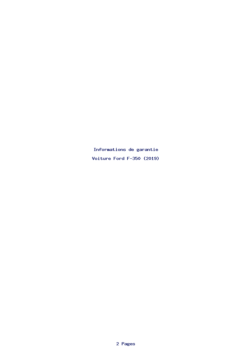 Page 1 de la notice Informations de garantie Ford F-350 (2019)
