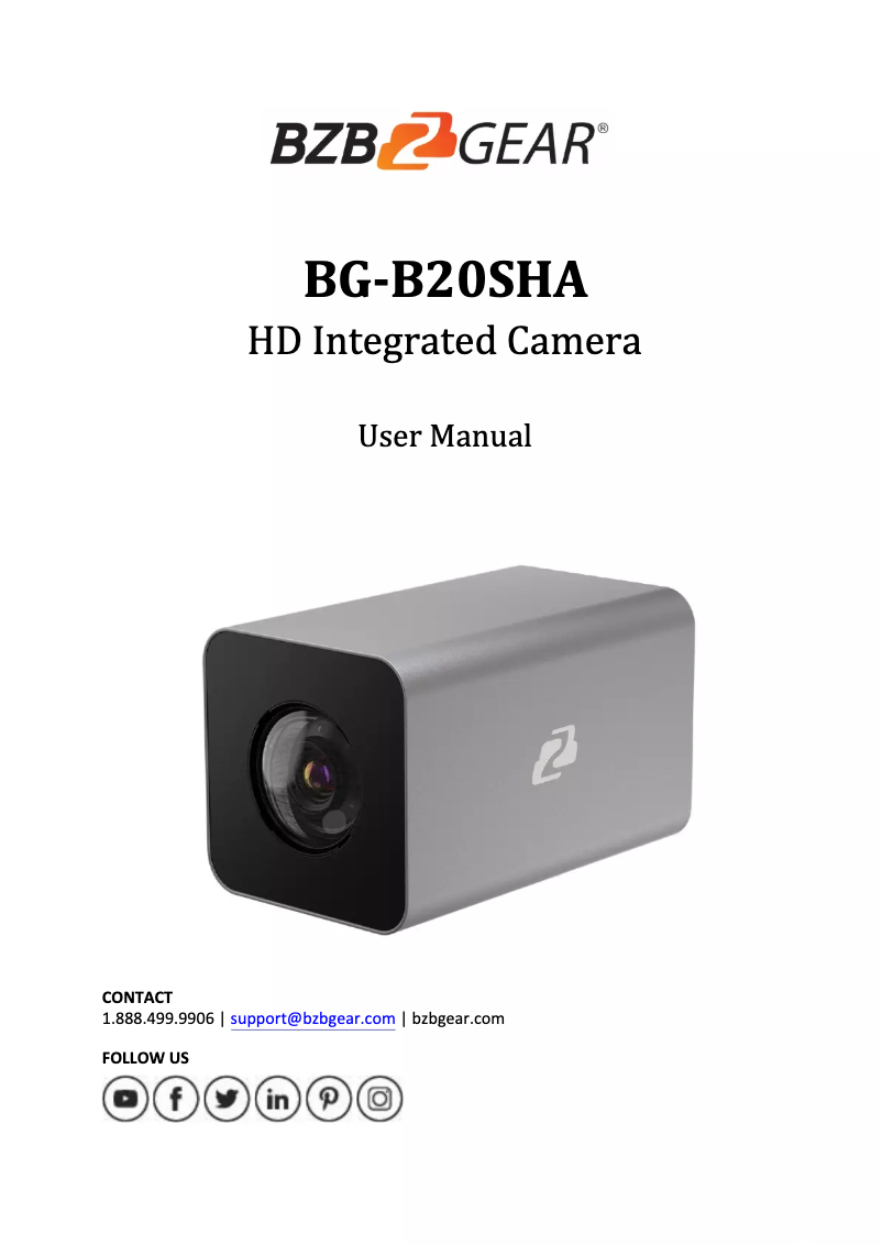 Page 1 of the manual User Manual BZBGear B20SHA