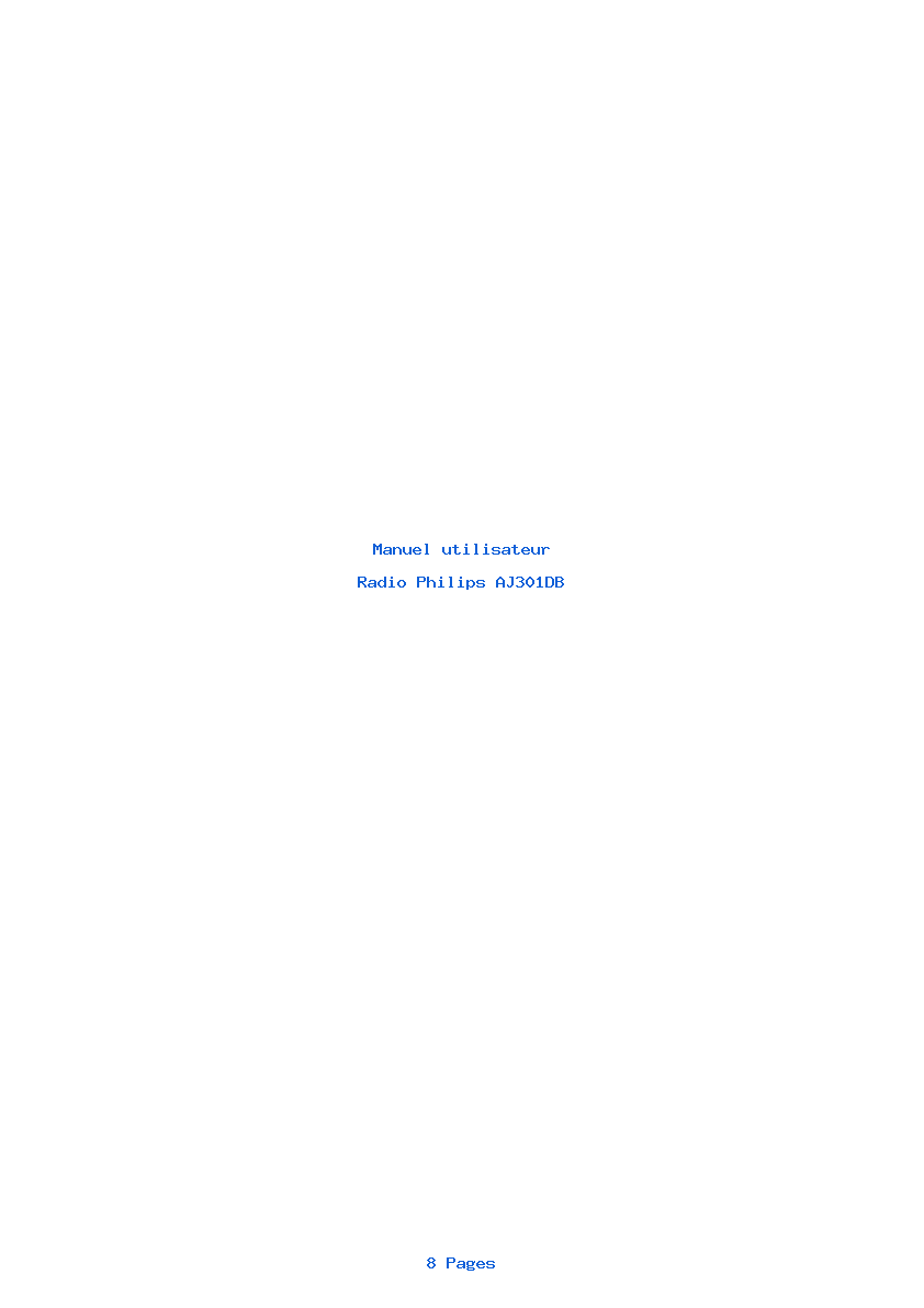 Page 1 de la notice Manuel utilisateur Philips AJ301DB