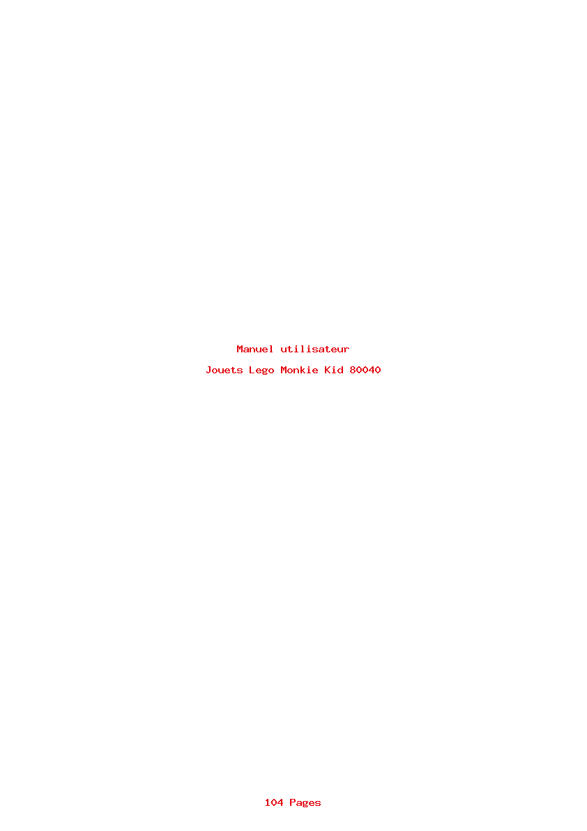 Page 1 de la notice Manuel utilisateur Lego Monkie Kid 80040
