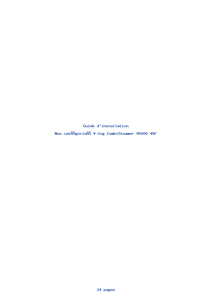 Page 1 de la notice Guide d'installation V-Zug CombiSteamer V6000 45F