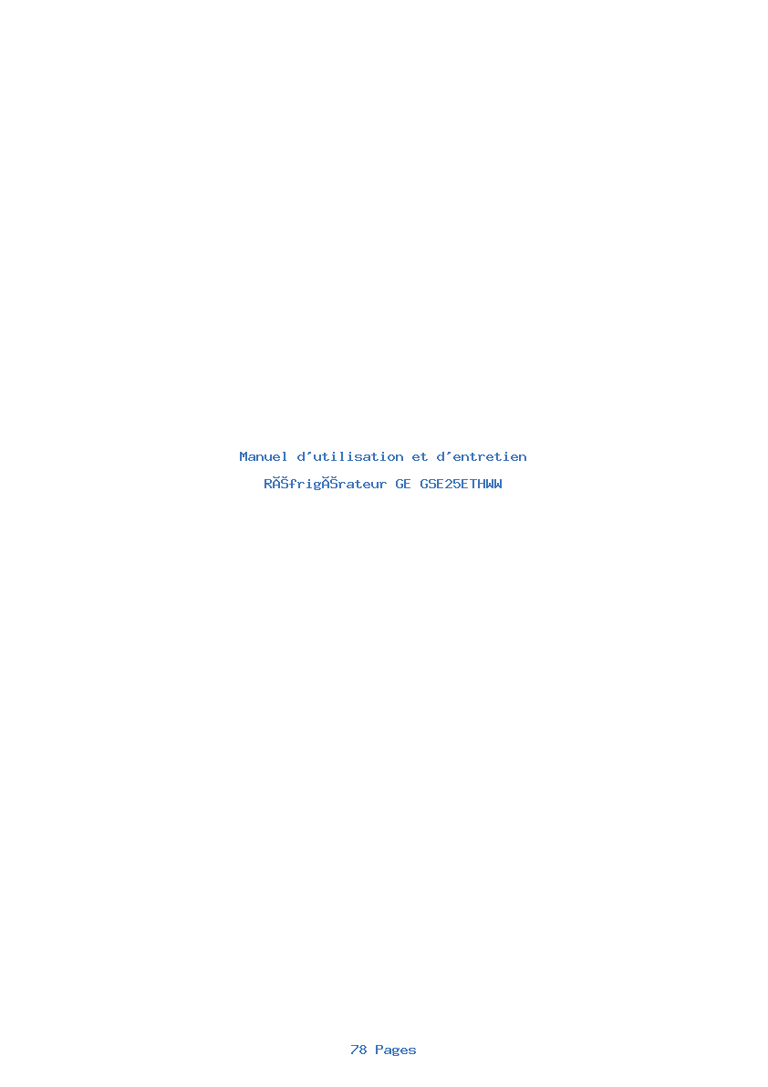 Page 1 de la notice Manuel d'utilisation et d'entretien GE GSE25ETHWW